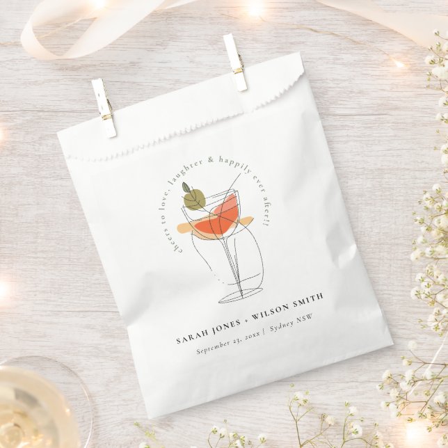Cheers to Love Modern Cocktail Wine Wedding Favour Bag (Clipped)