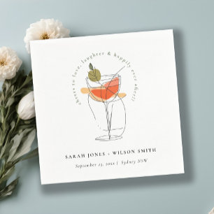 Cheers to Love Modern Cocktail Wine Wedding Napkin