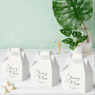 Cheers to love modern cream black minimal wedding favour box