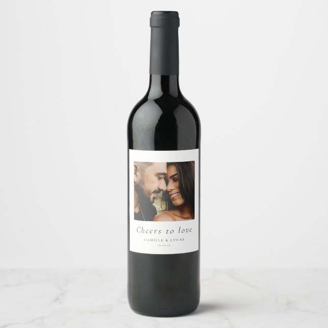 Cheers To Love Personalised Wedding Favours  Wine  Wine Label (Front)