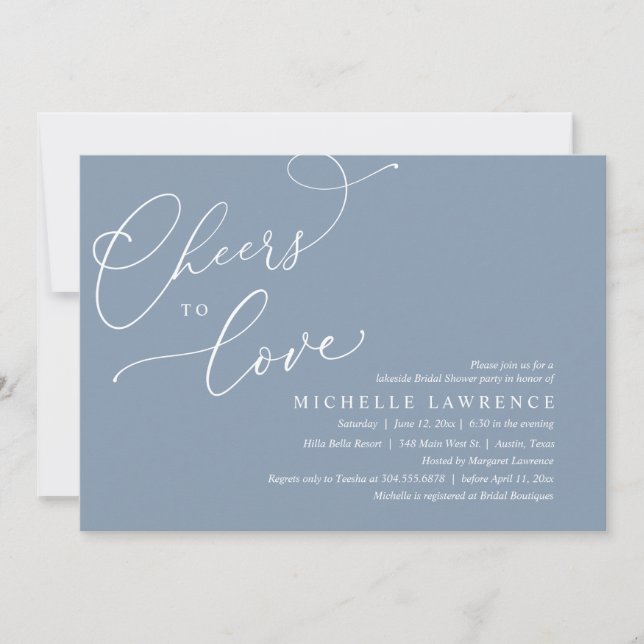 Cheers to love, Romantic Bridal Shower Party Invitation (Front)