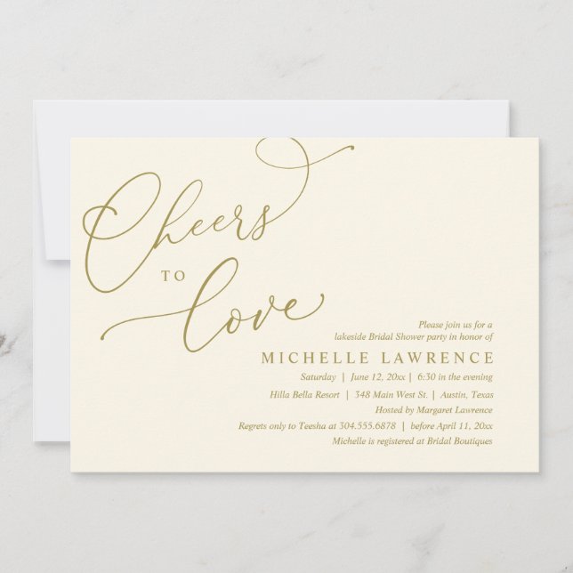 Cheers to love, Romantic Bridal Shower Party Invitation (Front)