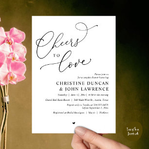 Cheers to love, Romantic Couples Shower Party Invitation