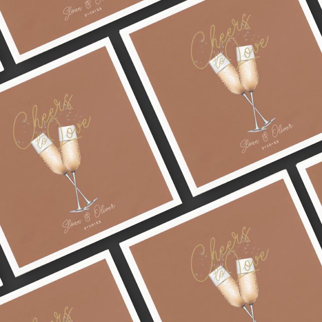 Cheers to Love Rust Terracotta Bridal Shower Paper Napkin (Creator Uploaded)