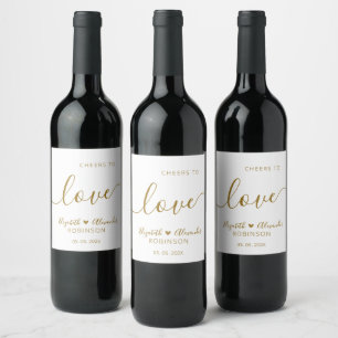 Cheers to Love Script Wedding Bottle Favour Wine L Label