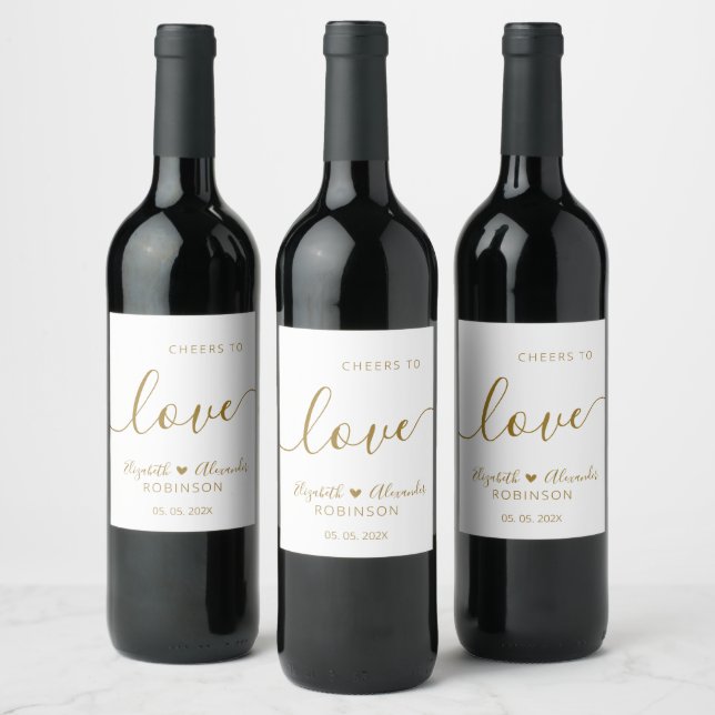 Cheers to Love Script Wedding Bottle Favour Wine L Label (Bottles)