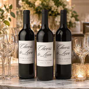 Cheers to Love Simple Elegant Wedding Wine Label