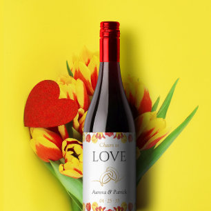 Cheers to Love Spring Tulip Rustic Floral Wedding Wine Label