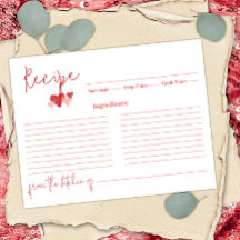 Cheers to Love Valentine Bridal Shower Recipe Card