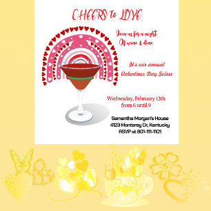 Cheers to Love Valentine Hearts Cocktail Party Invitation