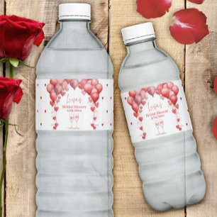 Cheers to Love Valentine Sweetheart Bridal Shower Water Bottle Label