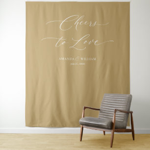 "Cheers to Love" Wedding Backdrop Tapestry