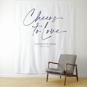 "Cheers to Love"  Wedding Backdrop Tapestry