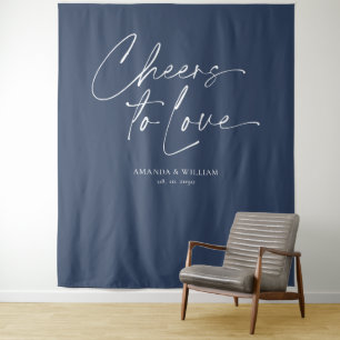 "Cheers to Love"  Wedding Backdrop Tapestry