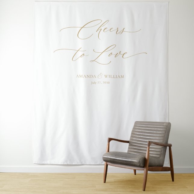  "Cheers to Love"  Wedding Backdrop Tapestry (In Situ)