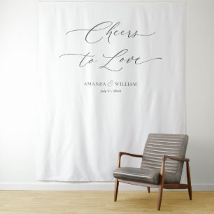 "Cheers to Love" Wedding Backdrop Tapestry