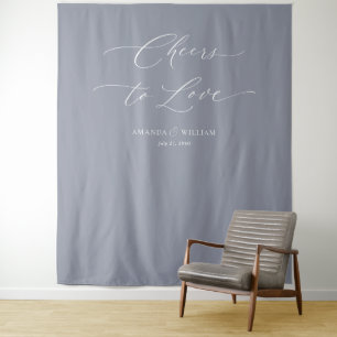  "Cheers to Love"  Wedding Backdrop Tapestry