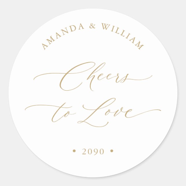 Cheers to Love Wedding Favour Sticker (Front)