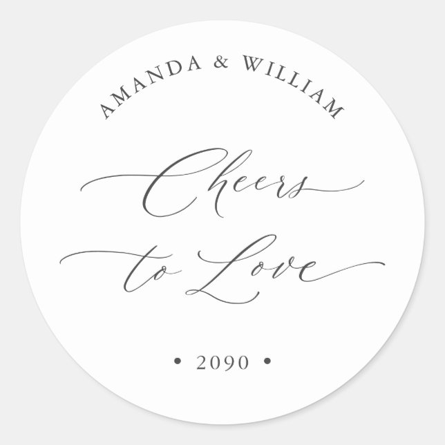 Cheers to Love Wedding Favour Sticker (Front)