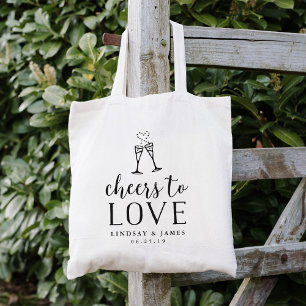 Cheers to Love Wedding Favour Tote Bag