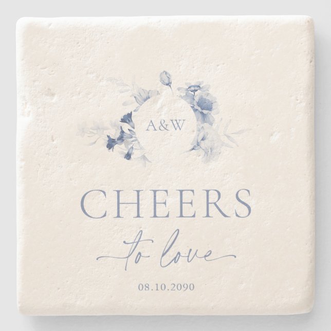 Cheers to Love Wedding Stone Coaster (Front)