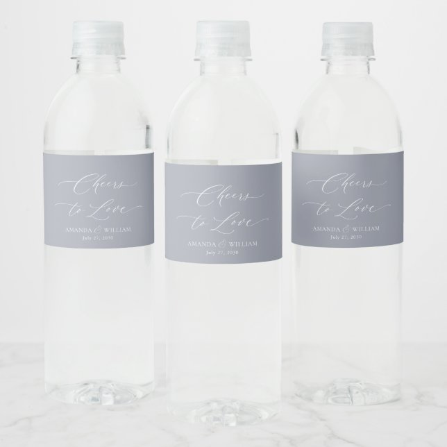 Cheers to Love Wedding Water Bottle Label (Bottles)