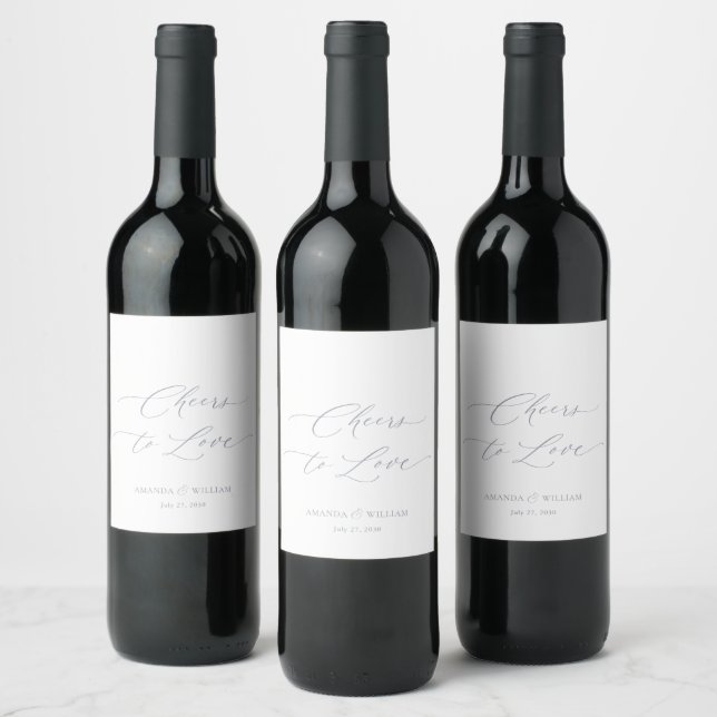 Cheers to Love Wedding Wine Label (Bottles)