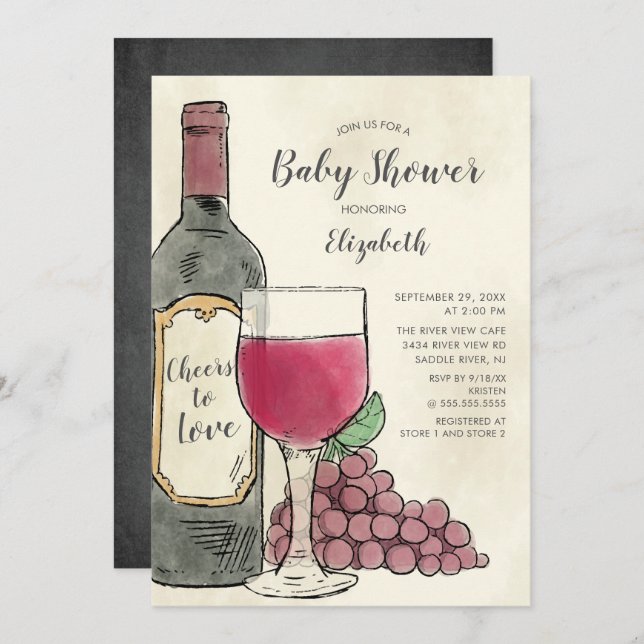 Cheers to Love Wine Baby Shower Invitation (Front/Back)
