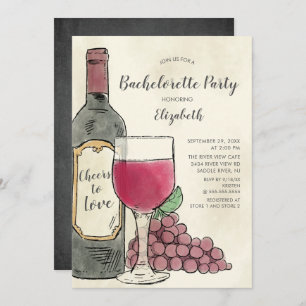 Cheers to Love Wine Bachelorette Invitation