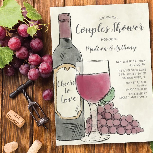 Cheers to Love Wine Couples Shower Invitation (Creator Uploaded)