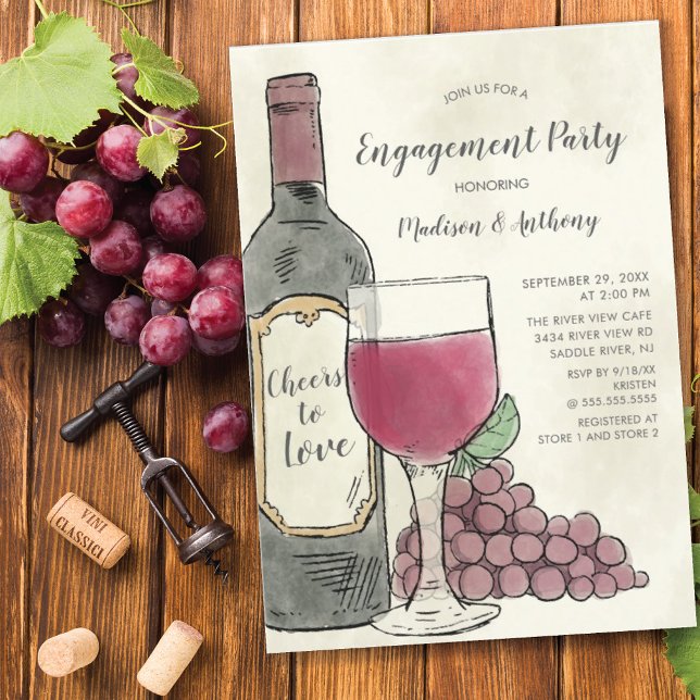 Cheers to Love Wine Engagement Party Invitation (Creator Uploaded)