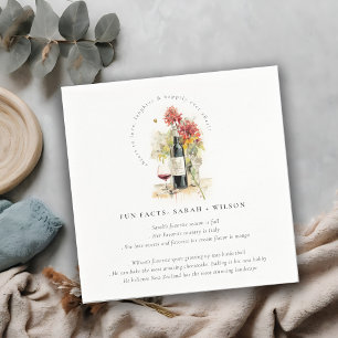 Cheers to Love Wine Floral Wedding Fun Facts Napkin