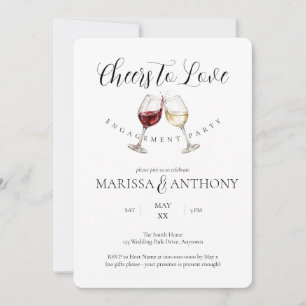 Cheers to Love Wine Glass Theme Engagement Party Invitation