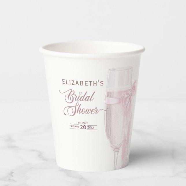 Cheers To Love Wine Glasses Bow Tie Bridal Shower Paper Cups (Front)