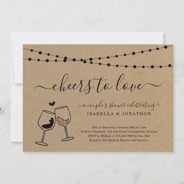 Cheers to Love Wine Invitation (Front)