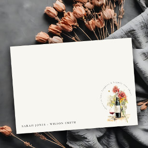 Cheers to Love Wine Red Yellow Floral Wedding Card