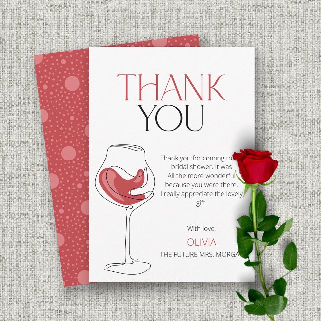 Cheers to Love | Wine Tasting Bridal Shower Thank You Card (Creator Uploaded)