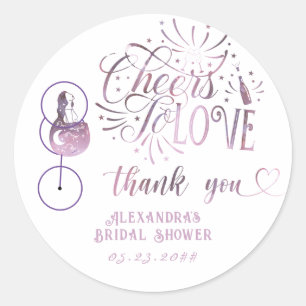 Cheers To Love Wine Tasting Elegant Bridal Shower Classic Round Sticker