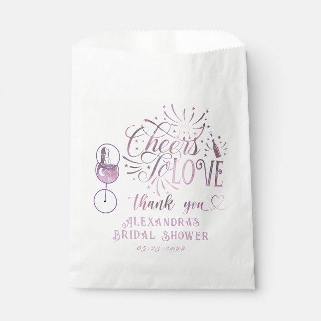 Cheers To Love Wine Tasting Elegant Bridal Shower Favour Bag (Front)