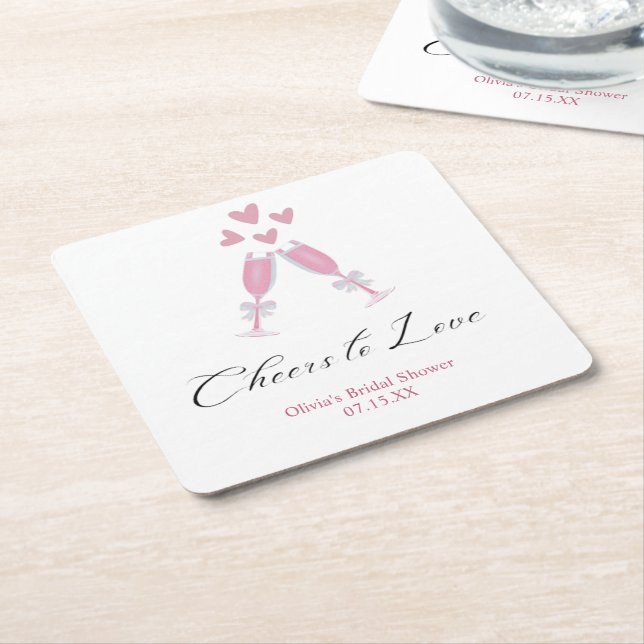 Cheers to Love Wine-Tasting Modern Bridal Shower  Square Paper Coaster (Angled)