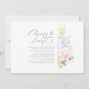 Cheers To Love Wine Tasting Pink Bridal Shower Invitation