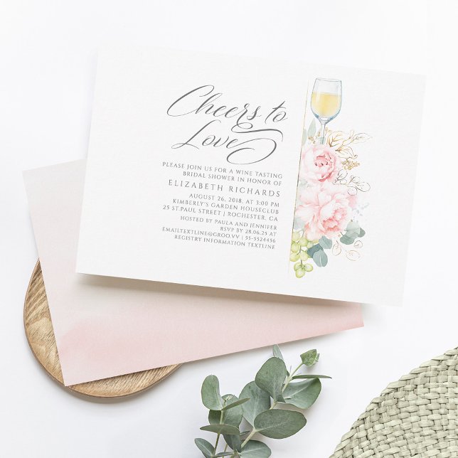 Cheers To Love Wine Tasting Pink Bridal Shower Invitation (Creator Uploaded)