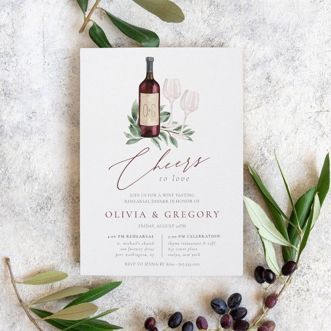 Cheers to Love Wine Tasting Rehearsal Dinner Invitation (Creator Uploaded)