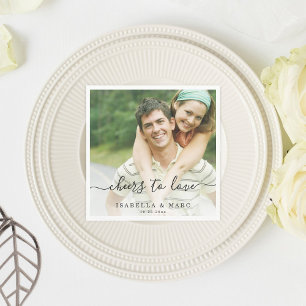 Cheers to Love with Photo Wedding Napkin