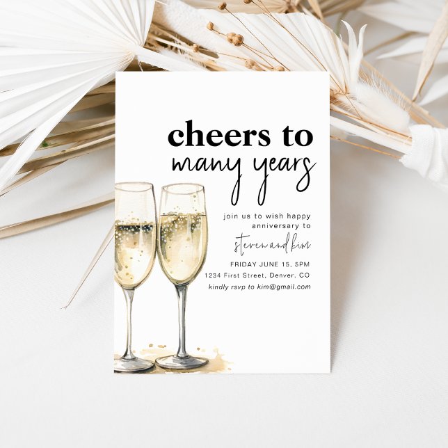 Cheers to Many Years Anniversary Party Invite (Creator Uploaded)