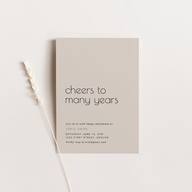 Cheers to Many Years Simple Retirement Party Invitation (Creator Uploaded)