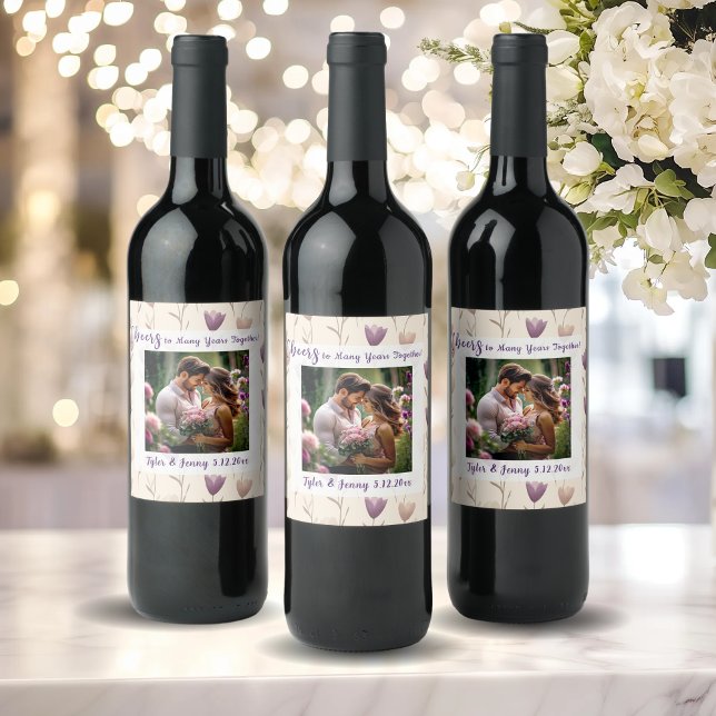 Cheers to Many Years Together | Photo Template Wine Label (Creator Uploaded)
