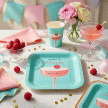 Cheers to [Name] Party Plate with Cocktail