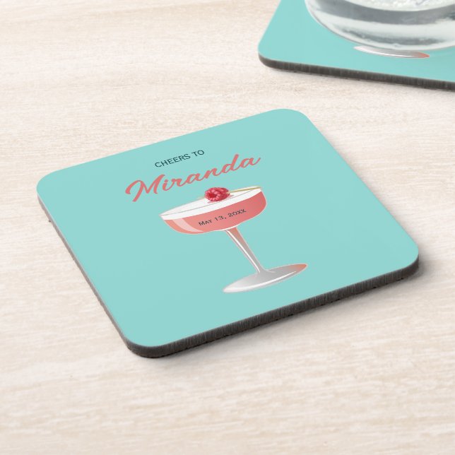 Cheers to [Name] Personalised Party  Coaster (Left Side)