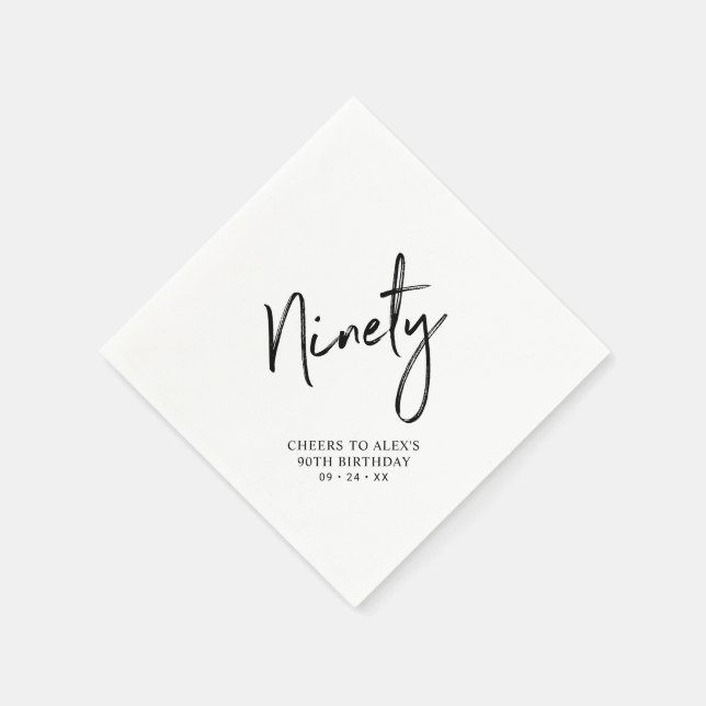 Cheers to Ninety Modern Adult 90th Birthday Party Napkin (Corner)